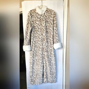 Ann Klein‎ full zip faux fur animal print robe size S/M
